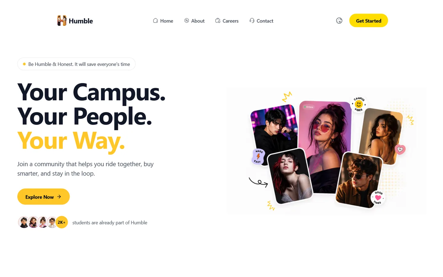Humble product homepage in light theme